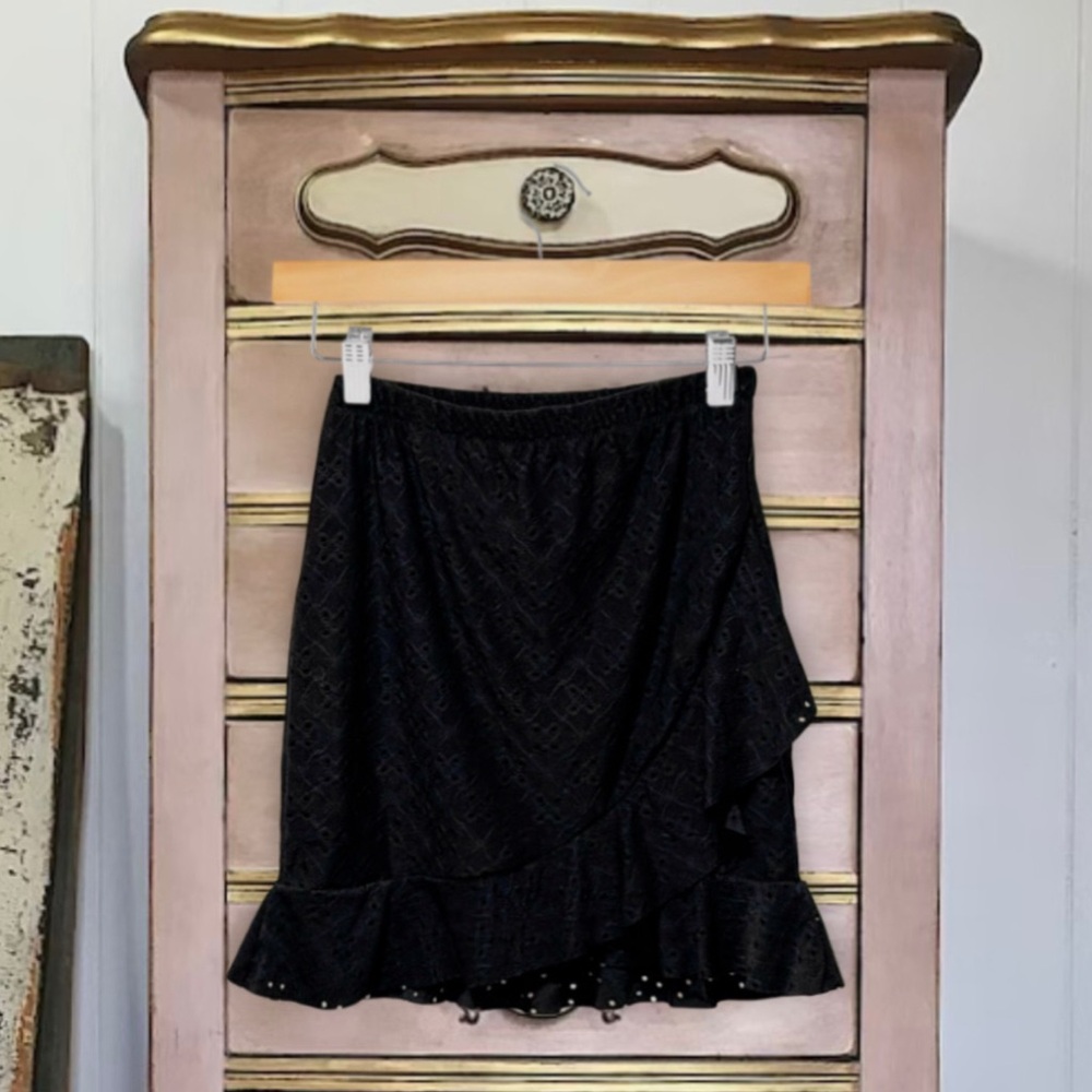 CHERYL CREATIONS • Black Eyelet Ruffle Skirt Made In The USA - Picture 6 of 6